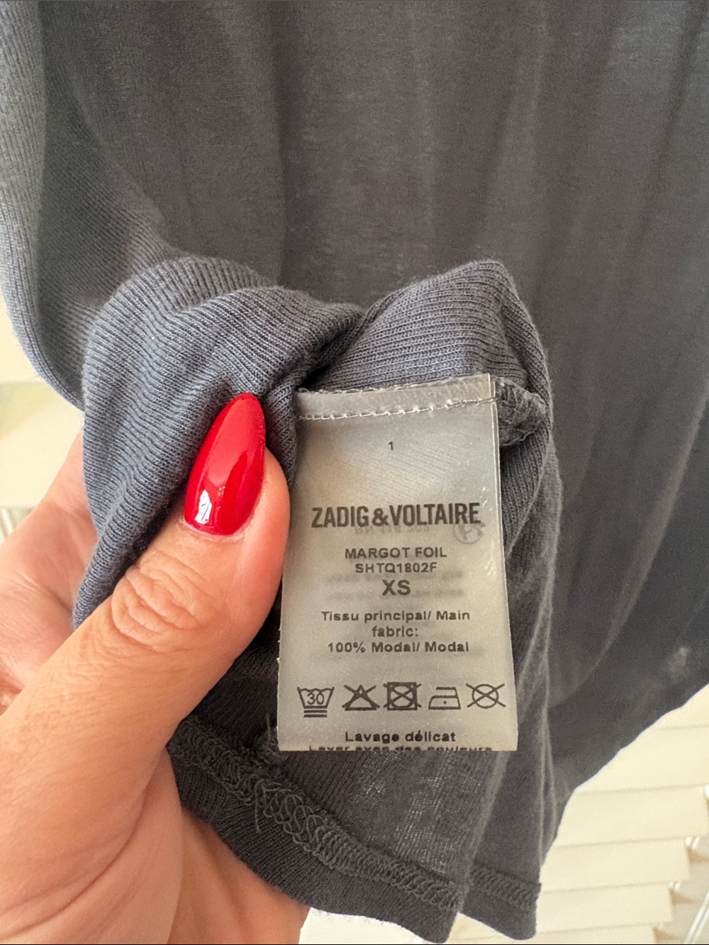 Zadig & Voltaire Navy Tee with Shimmer Trim in size XS - Picture 4 of 7